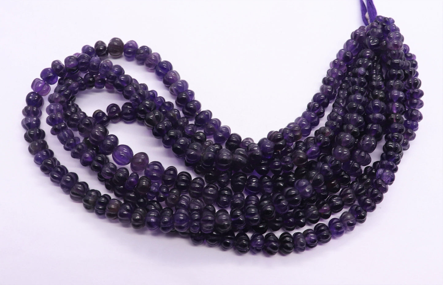 Amethyst Pumpkin Hand Carved Beads AAA+ Natural Amethyst Watermelon Curved Beads Deep Blue Amethyst Rondelle Hand Curved Beads for Jewelry