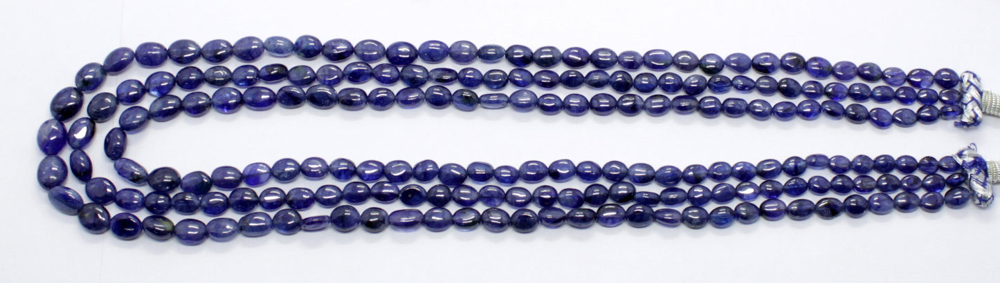Blue Sapphire Smooth Oval Beads Necklace 5X6 MM - 8x10 MM Bead Excellent Blue Sapphire 19 Inch Strand Blue Sapphire for Jewelry Making Craft