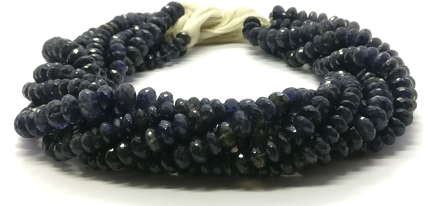 Iolite Faceted Rondelle Beads Dark Blue Iolite Beads Faceted Iolite Rondelle Beads Natural Iolite Beads for Designer Jewelry Making Craft