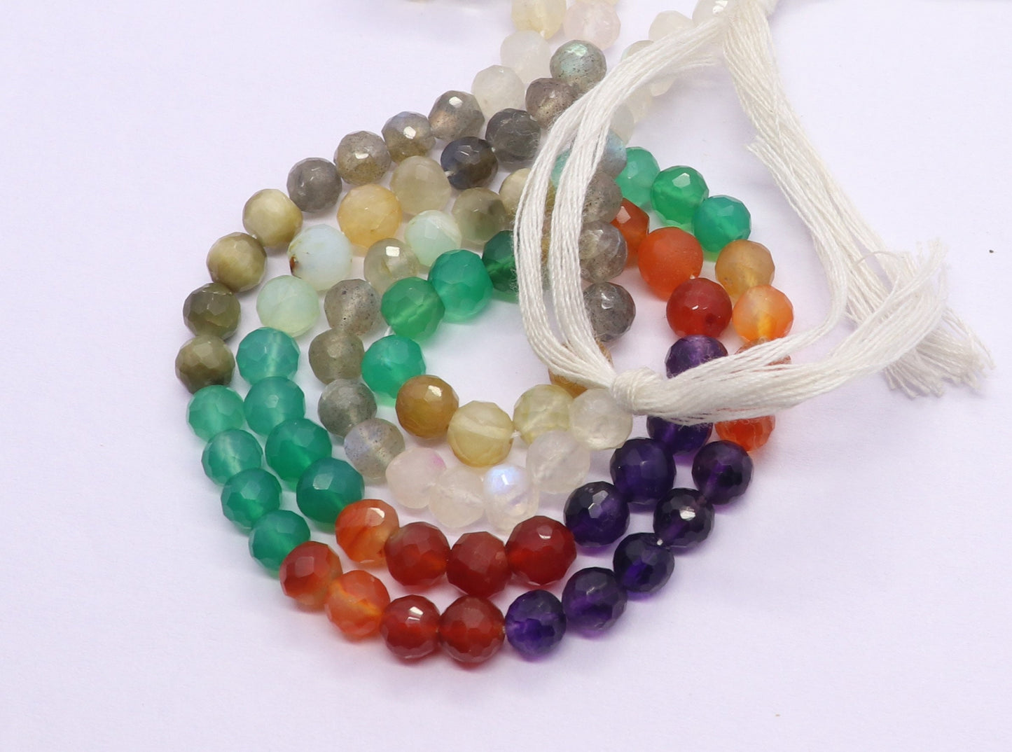 Multi Semi Precious Faceted Round Beads 5-5.5 MM Natural Rainbow, Labradorite, Cat's Eye, Green Onyx, Carnelian, Amethyst Beads for Jewlery