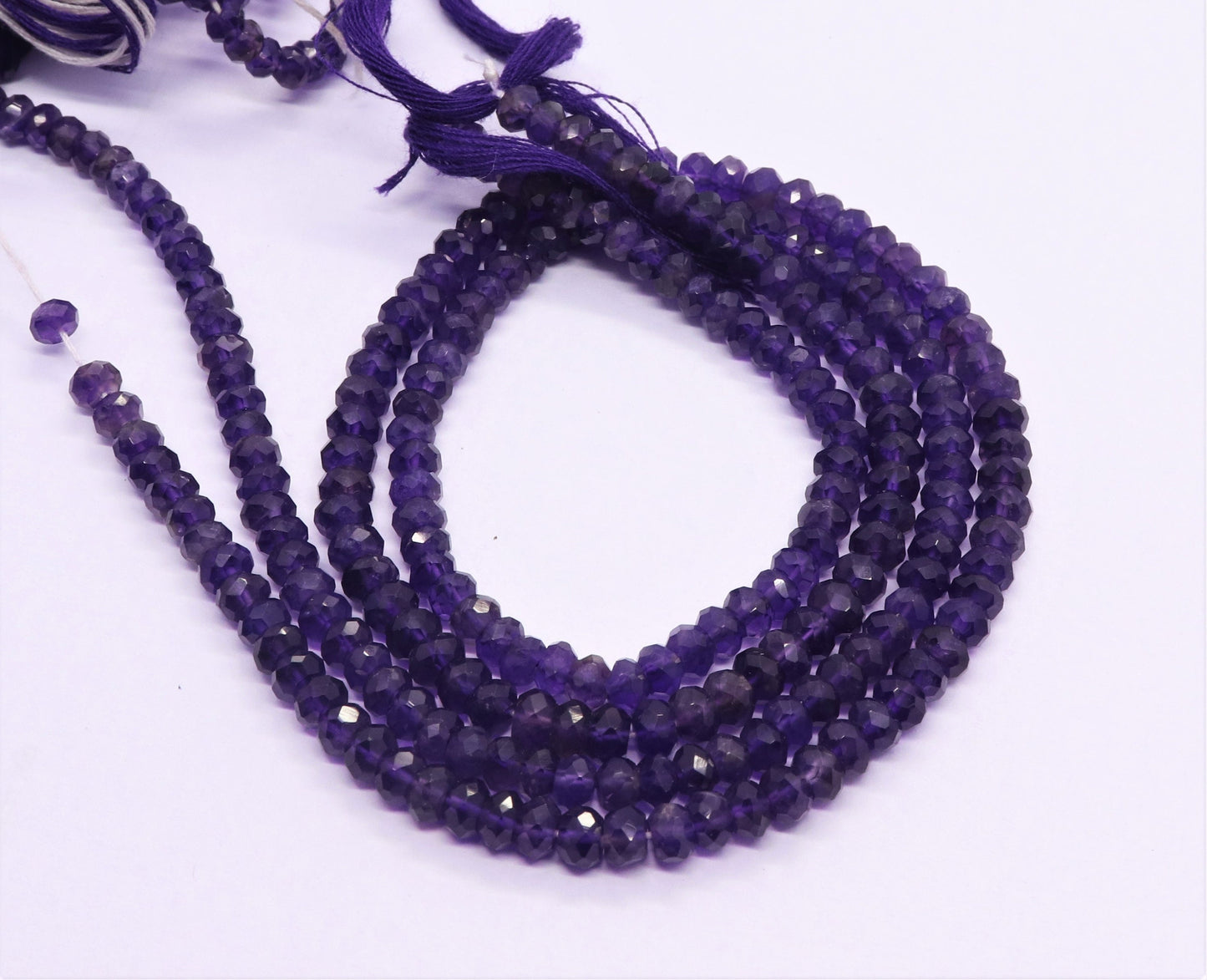 Amethyst Faceted Rondelle Beads African Amethyst Rondelle Beads Natural Faceted Blue Amethyst Rondelle Beads for Jewelry Making Craft