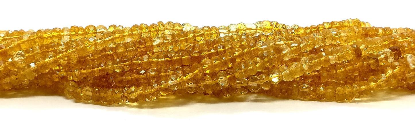 Citrine Faceted Rondelle Beads Natural Citrine Beads 5-6 MM Citrine Beads Faceted Citrine Rondelle Faceted Beads for Jewelry Making Craft