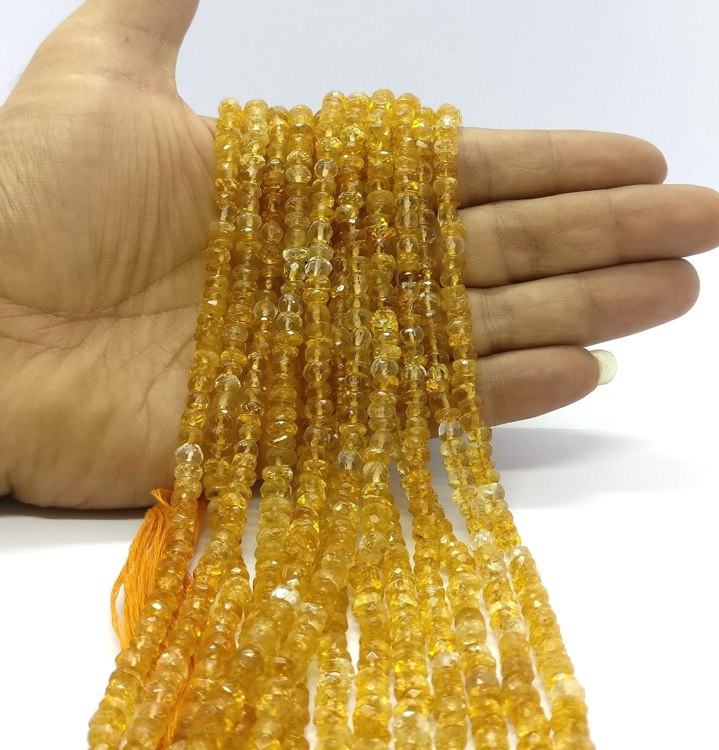 Citrine Faceted Rondelle Beads Natural Citrine Beads 5-6 MM Citrine Beads Faceted Citrine Rondelle Faceted Beads for Jewelry Making Craft