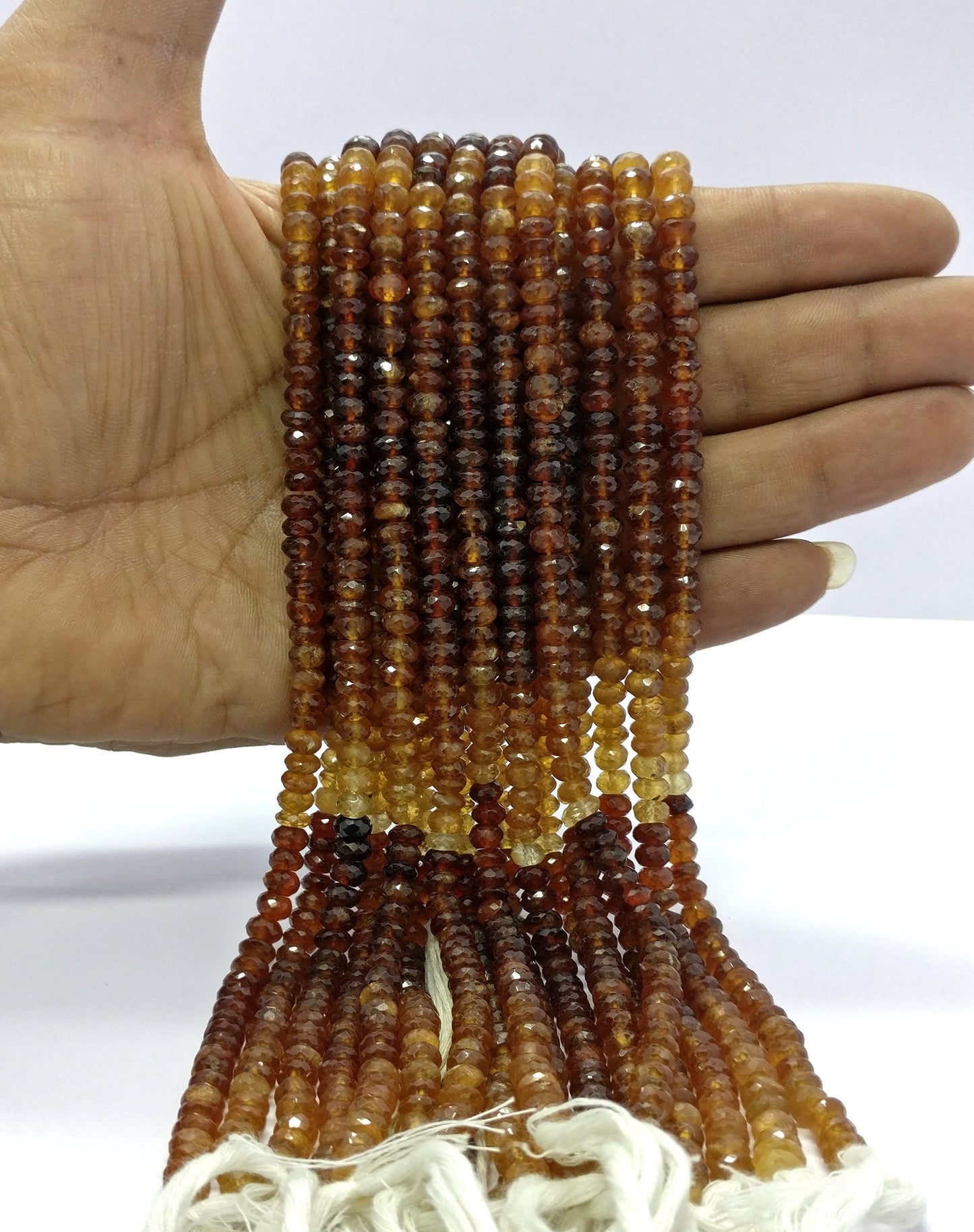 Hessonite Garnet Faceted Rondelle Beads 5.5-6 MM Hessonite Shaded Rondelle Beads Faceted Hessonite Garnet Beads for Jewelry Making Craft