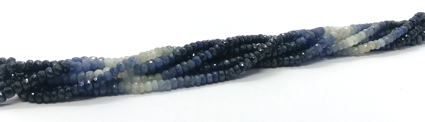 AAA Natural Shaded Blue Sapphire Rondelle Faceted Beads 4-5MM Rondelle Blue Sapphire Faceted Bead 16" Strand Ombr Sapphire Faceted Beads