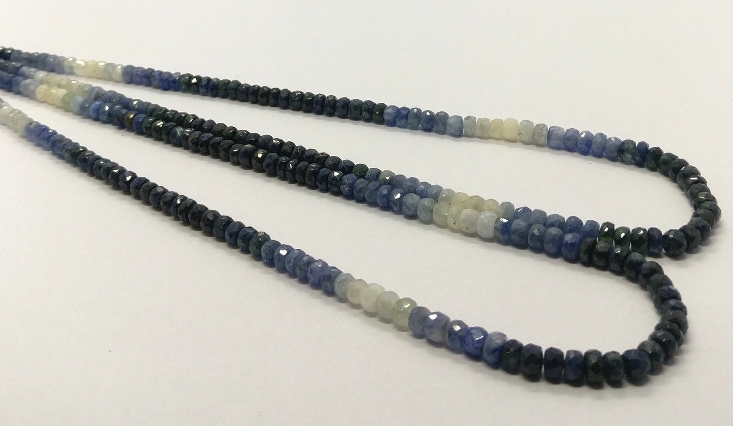 AAA Natural Shaded Blue Sapphire Rondelle Faceted Beads 4-5MM Rondelle Blue Sapphire Faceted Bead 16" Strand Ombr Sapphire Faceted Beads