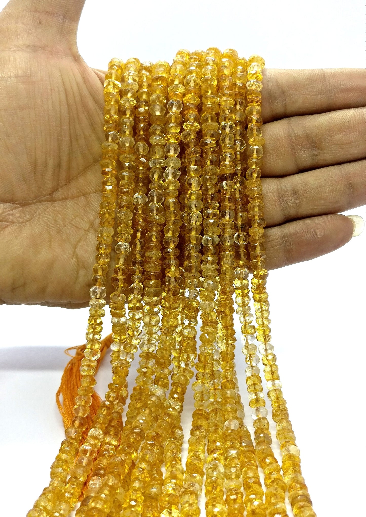 Citrine Faceted Rondelle Beads Natural Citrine Beads 5-6 MM Citrine Beads Faceted Citrine Rondelle Faceted Beads for Jewelry Making Craft