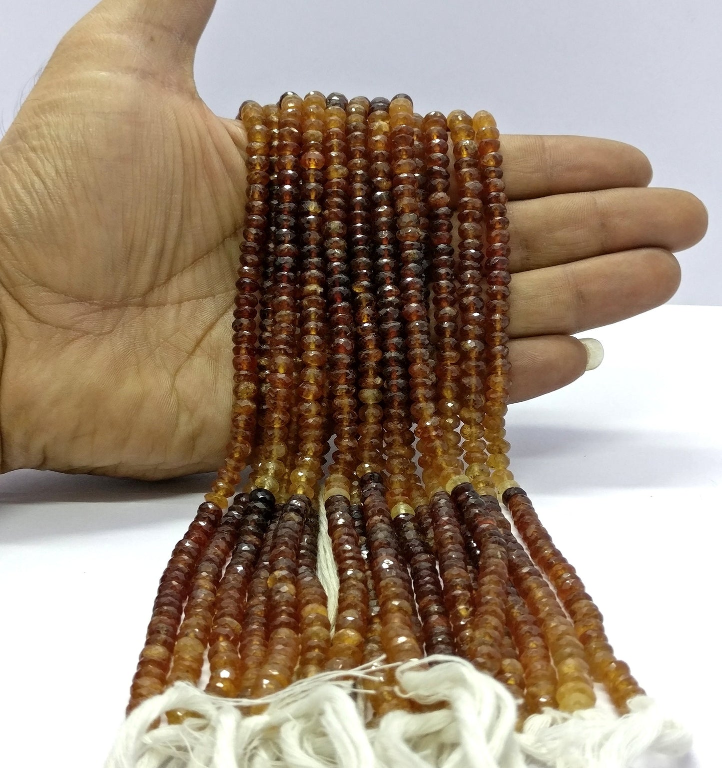 Hessonite Garnet Faceted Rondelle Beads 5.5-6 MM Hessonite Shaded Rondelle Beads Faceted Hessonite Garnet Beads for Jewelry Making Craft
