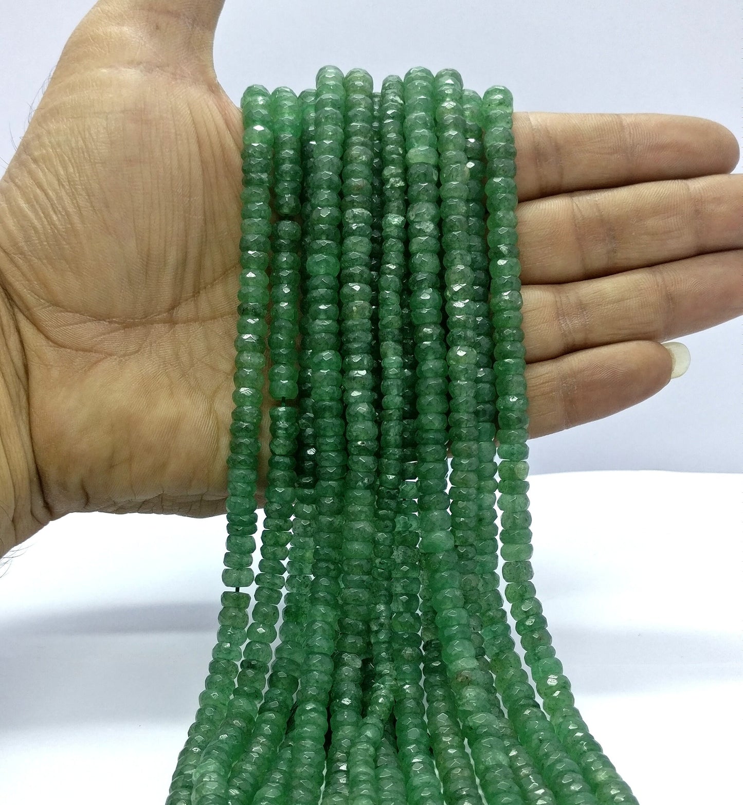 Strawberry Faceted Rondelle Beads Natural Green Strawberry Shaded Rondelle Bead Faceted Green Strawberry Beads Handmade Jewelry Making Craft