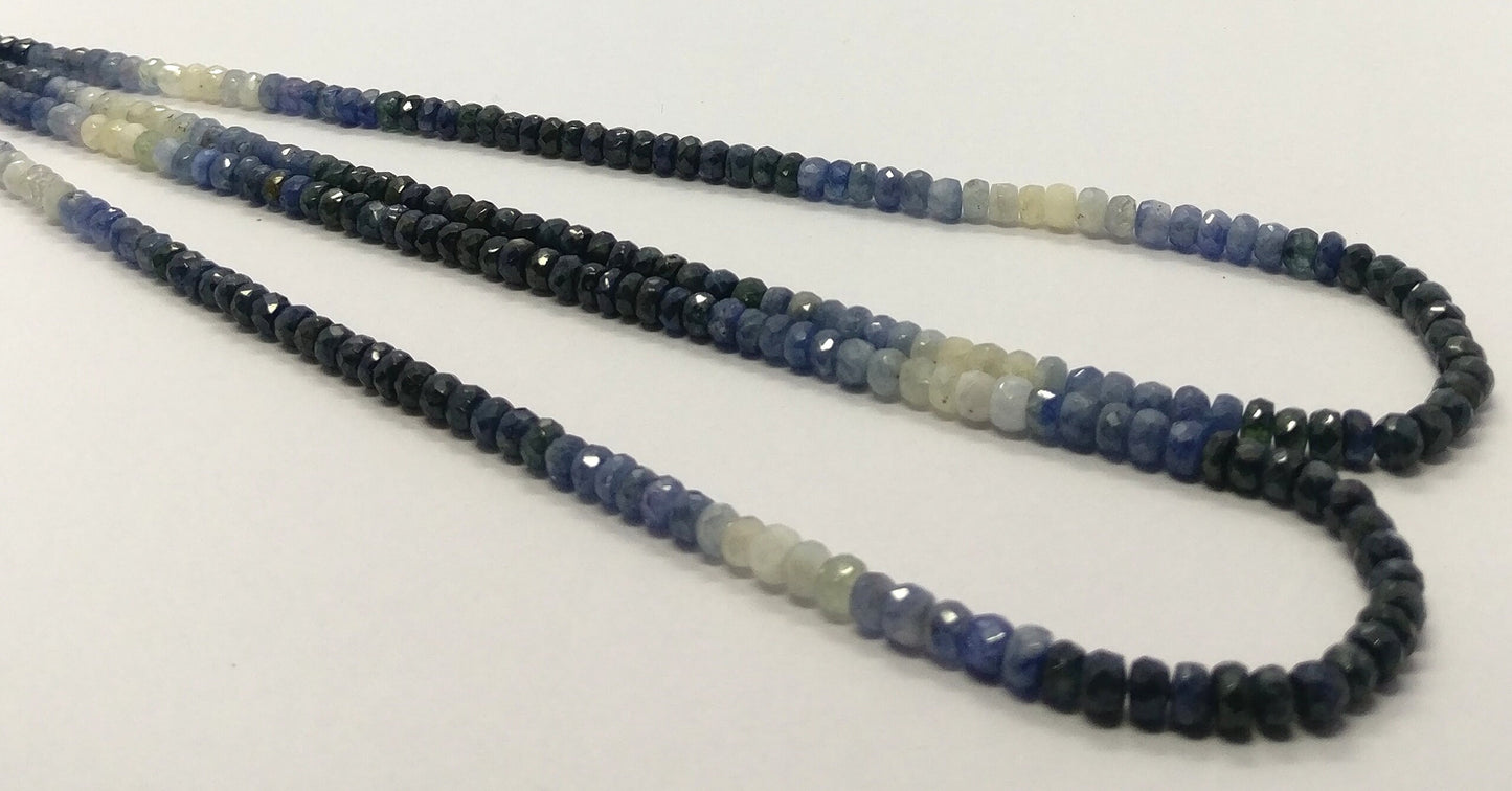 AAA Natural Shaded Blue Sapphire Rondelle Faceted Beads 4-5MM Rondelle Blue Sapphire Faceted Bead 16" Strand Ombr Sapphire Faceted Beads