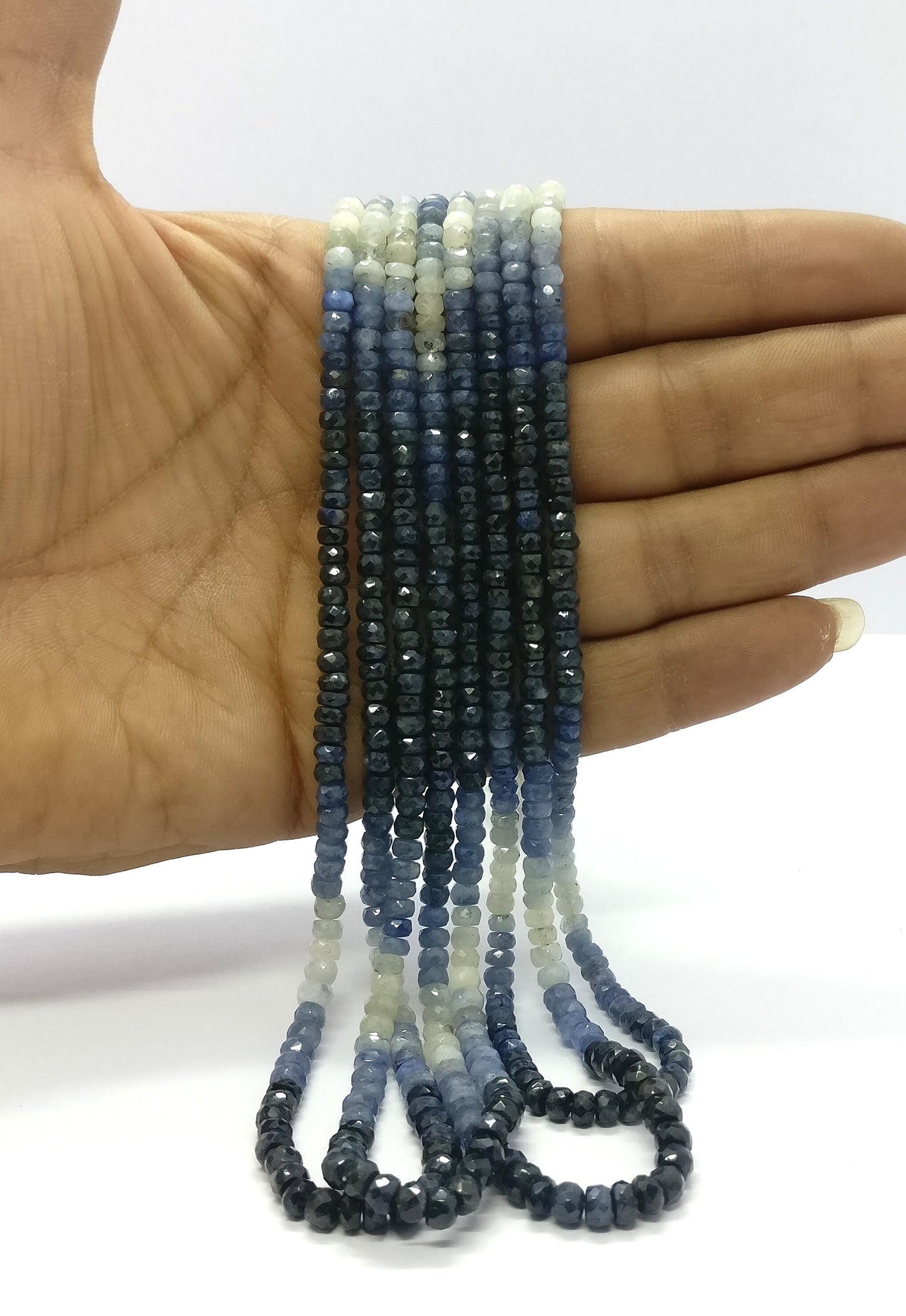 AAA Natural Shaded Blue Sapphire Rondelle Faceted Beads 4-5MM Rondelle Blue Sapphire Faceted Bead 16" Strand Ombr Sapphire Faceted Beads