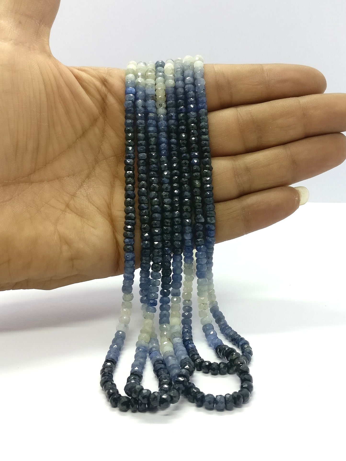 AAA Natural Shaded Blue Sapphire Rondelle Faceted Beads 4-5MM Rondelle Blue Sapphire Faceted Bead 16" Strand Ombr Sapphire Faceted Beads