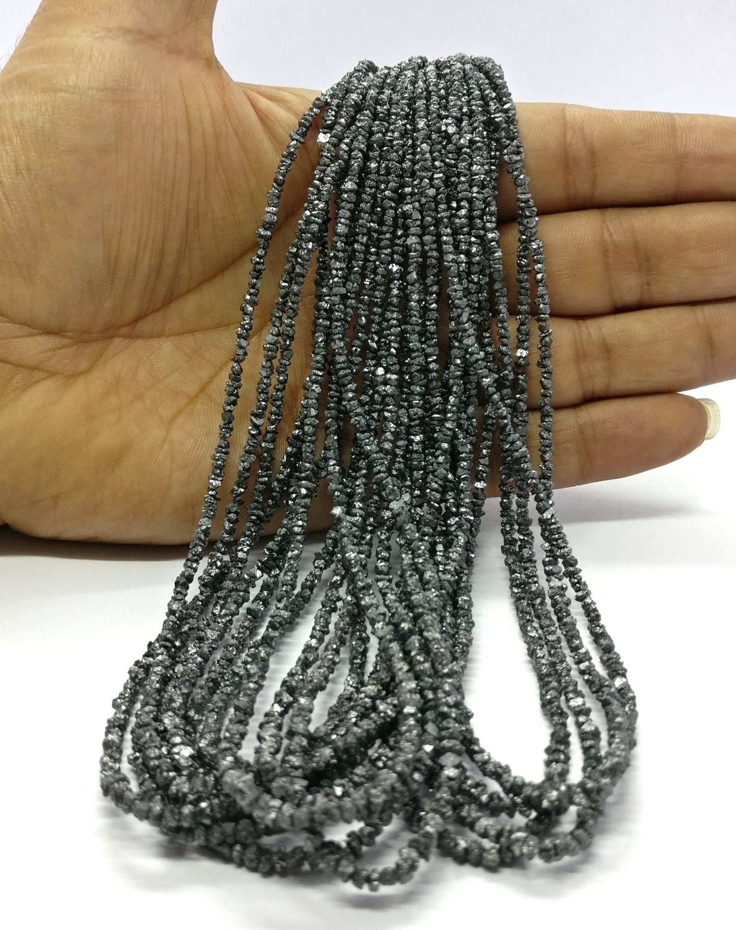 Black Diamond Raw Uncut Beads Natural Black Diamond Beads 2.5-3.5 MM Black Diamond Sparking Raw Uncut Chips Bead for Jewelry Making Necklace