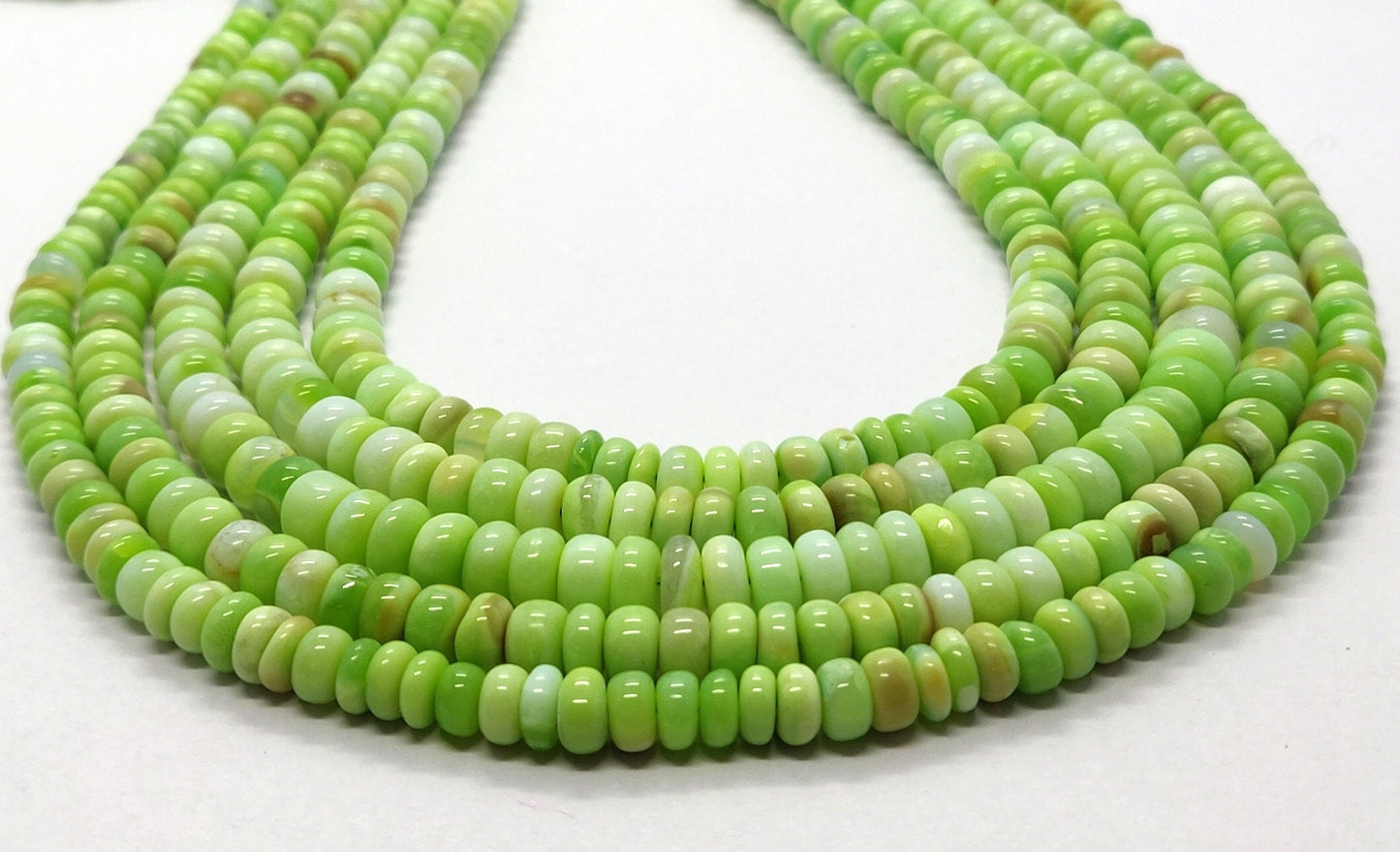 3 Strands Green Opal Rondelle Beads 5-6 MM Green Shaded Opal Smooth Gemstone Rondelle Beads for Handmade Designer Jewelry Craft Bijoux Beads