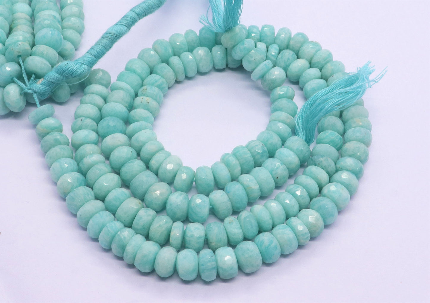 AAA Natural Amazonite Faceted Rondelle Beads, 8-9 MM Natural Amazonite Rondelle Beads, 13" Faceted Amazonite Beads for Designer Jewelry