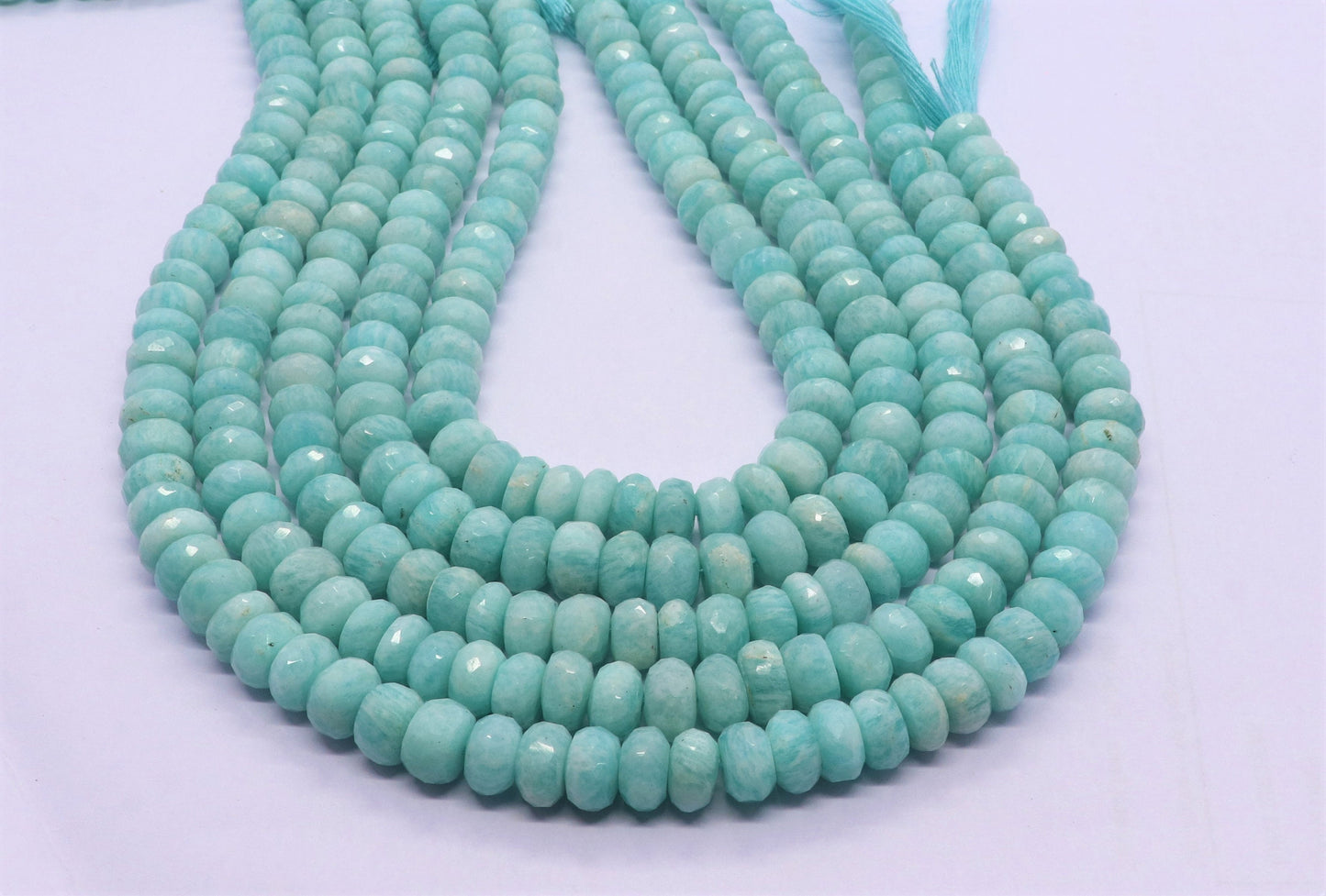 AAA Natural Amazonite Faceted Rondelle Beads, 8-9 MM Natural Amazonite Rondelle Beads, 13" Faceted Amazonite Beads for Designer Jewelry