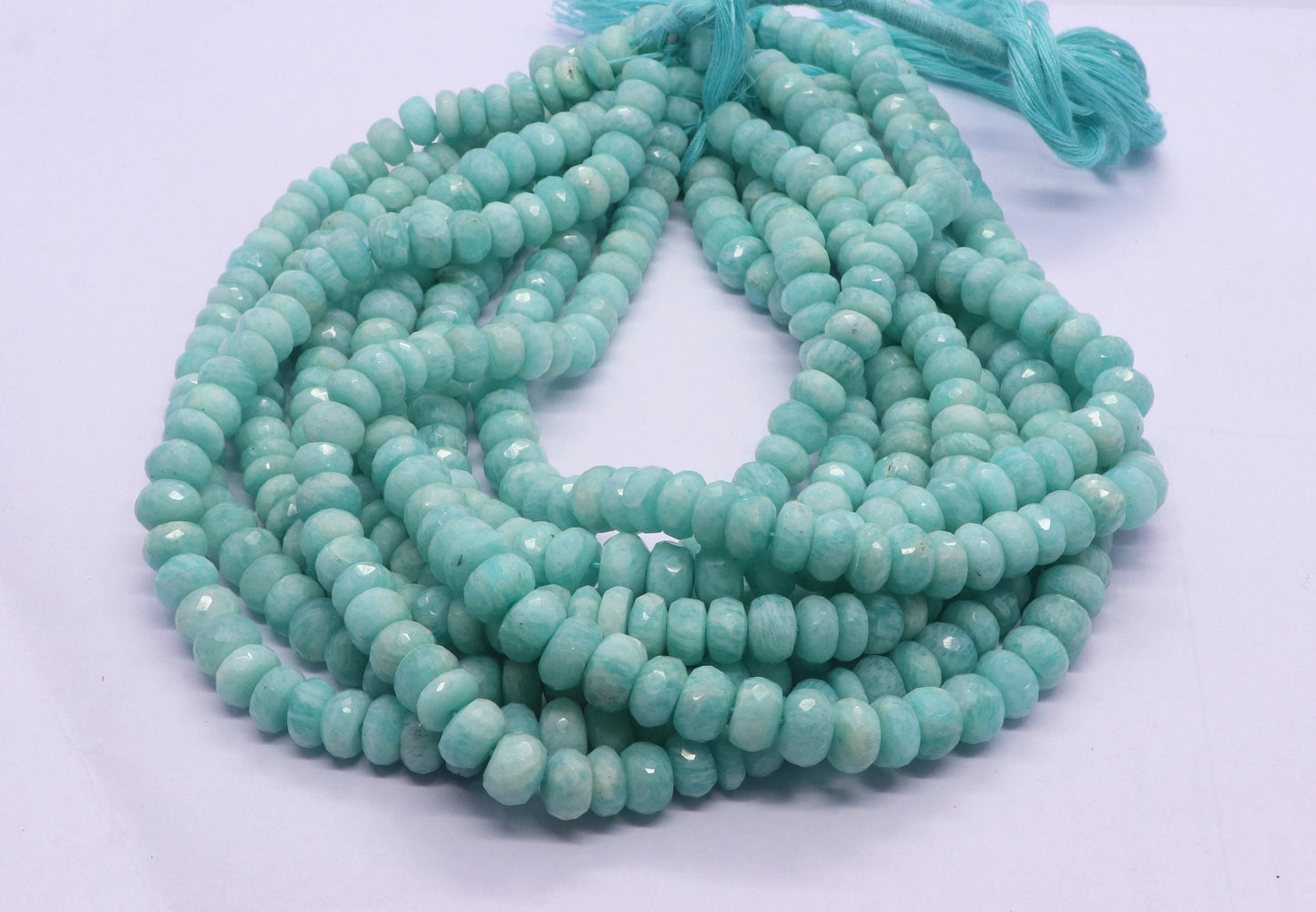AAA Natural Amazonite Faceted Rondelle Beads, 8-9 MM Natural Amazonite Rondelle Beads, 13" Faceted Amazonite Beads for Designer Jewelry