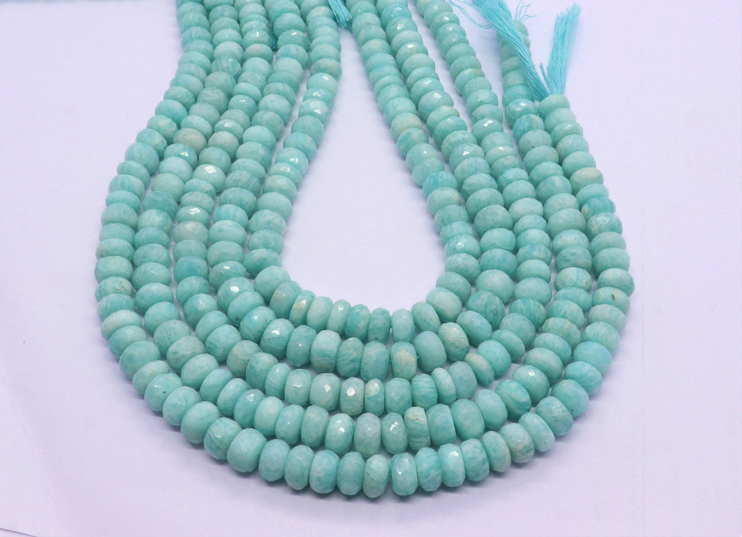 AAA Natural Amazonite Faceted Rondelle Beads, 8-9 MM Natural Amazonite Rondelle Beads, 13" Faceted Amazonite Beads for Designer Jewelry