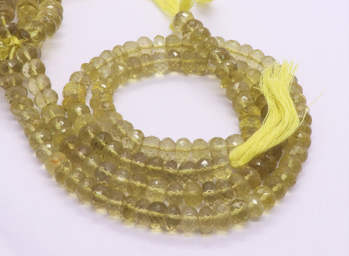 AAA Natural Lemon Quartz Faceted Rondelle Beads, 8-9 MM and 9-10 MM Faceted Lemon Quartz Beads for Designer Jewelry