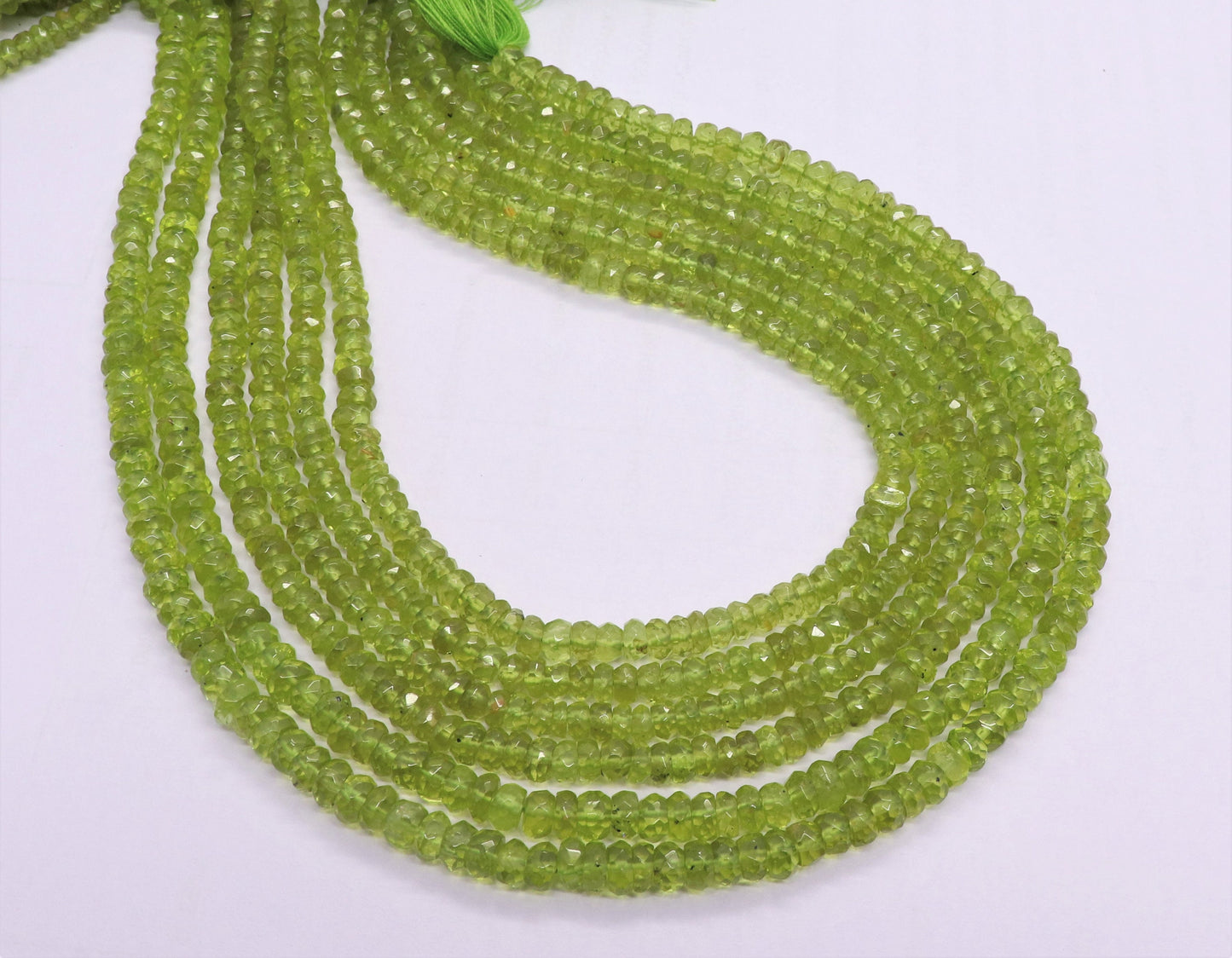 AAA+ Natural Peridot Faceted Rondelle Beads, 4.5-5.5 MM Natural Peridot Rondelle Beads, 13 Inch Parrot Green Peridot Rondelle Beads