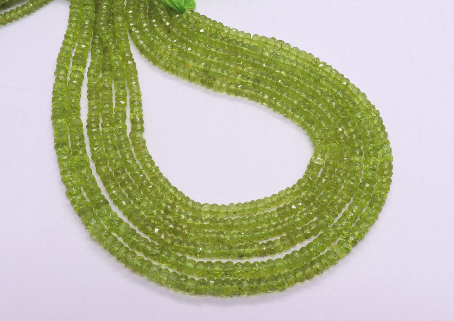 AAA+ Natural Peridot Faceted Rondelle Beads, 4.5-5.5 MM Natural Peridot Rondelle Beads, 13 Inch Parrot Green Peridot Rondelle Beads