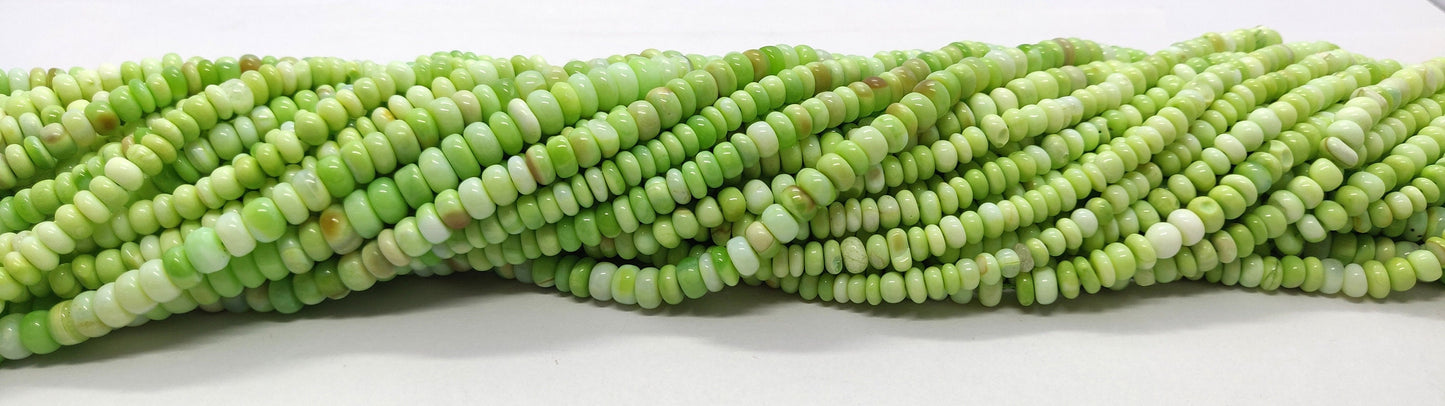 3 Strands Green Opal Rondelle Beads 5-6 MM Green Shaded Opal Smooth Gemstone Rondelle Beads for Handmade Designer Jewelry Craft Bijoux Beads