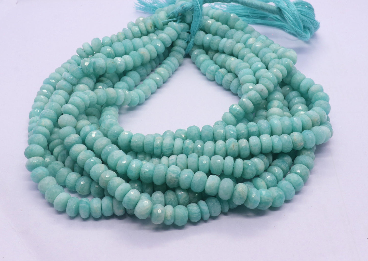 AAA Natural Amazonite Faceted Rondelle Beads, 8-9 MM Natural Amazonite Rondelle Beads, 13" Faceted Amazonite Beads for Designer Jewelry
