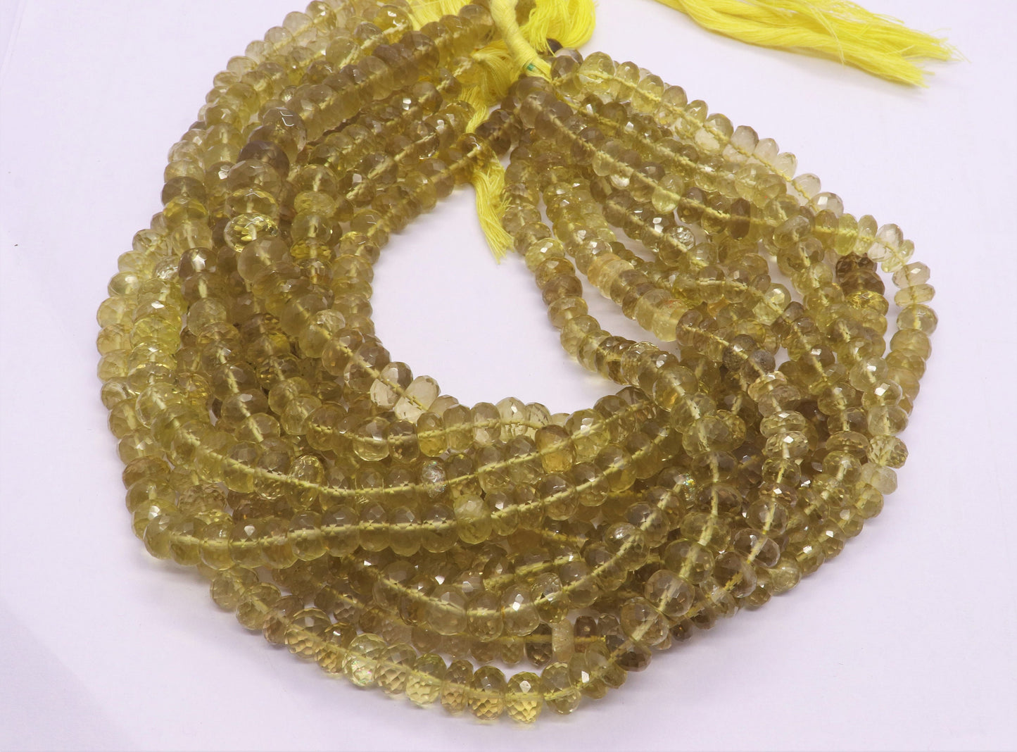 AAA Natural Lemon Quartz Faceted Rondelle Beads, 8-9 MM and 9-10 MM Faceted Lemon Quartz Beads for Designer Jewelry