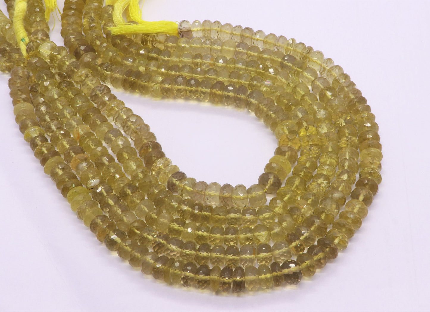 AAA Natural Lemon Quartz Faceted Rondelle Beads, 8-9 MM and 9-10 MM Faceted Lemon Quartz Beads for Designer Jewelry