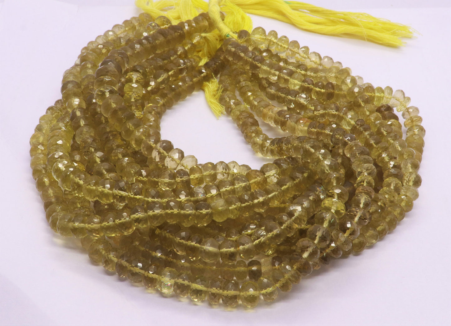 AAA Natural Lemon Quartz Faceted Rondelle Beads, 8-9 MM and 9-10 MM Faceted Lemon Quartz Beads for Designer Jewelry