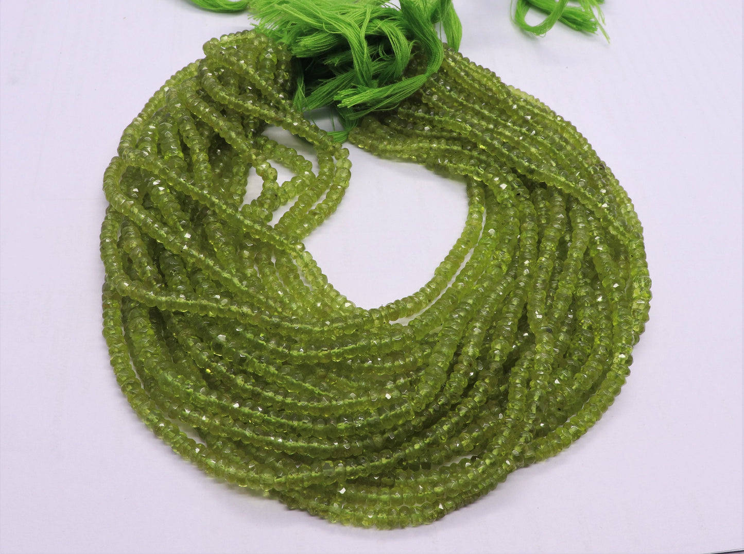 AAA+ Natural Peridot Faceted Rondelle Beads, 4.5-5.5 MM Natural Peridot Rondelle Beads, 13 Inch Parrot Green Peridot Rondelle Beads