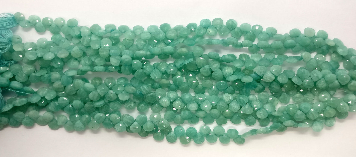 Amazonite Faceted Heart Shape Beads 6 MM Natural Amazonite Beads Faceted Amazonite Briolettes for Designer Handmade Jewelry and Craft Making