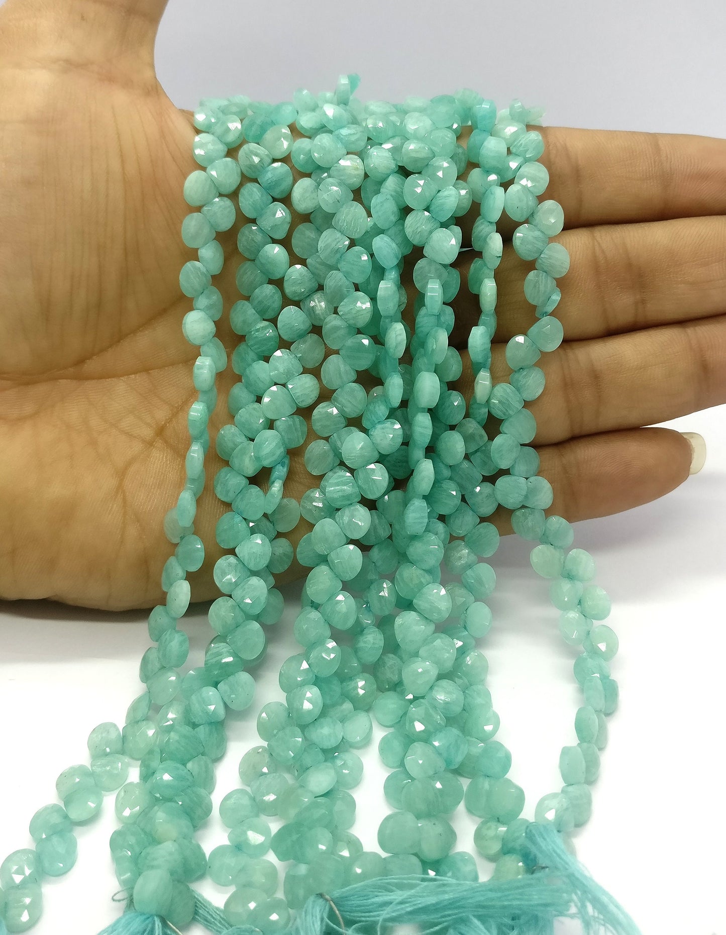 Amazonite Faceted Heart Shape Beads 6 MM Natural Amazonite Beads Faceted Amazonite Briolettes for Designer Handmade Jewelry and Craft Making