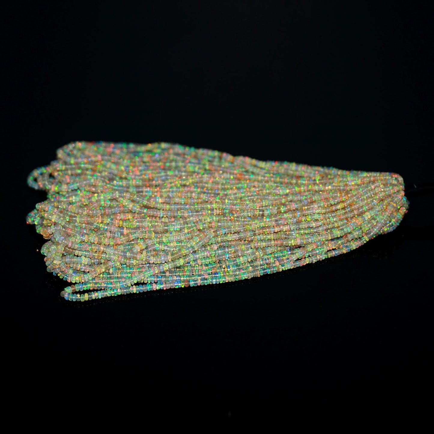 Excellent Quality Ethiopian Opal Smooth Rondelle Bead 4 MM Natural Multi Flash Ethiopian Opal Multi Fire Ethiopian Opal for Designer Jewelry