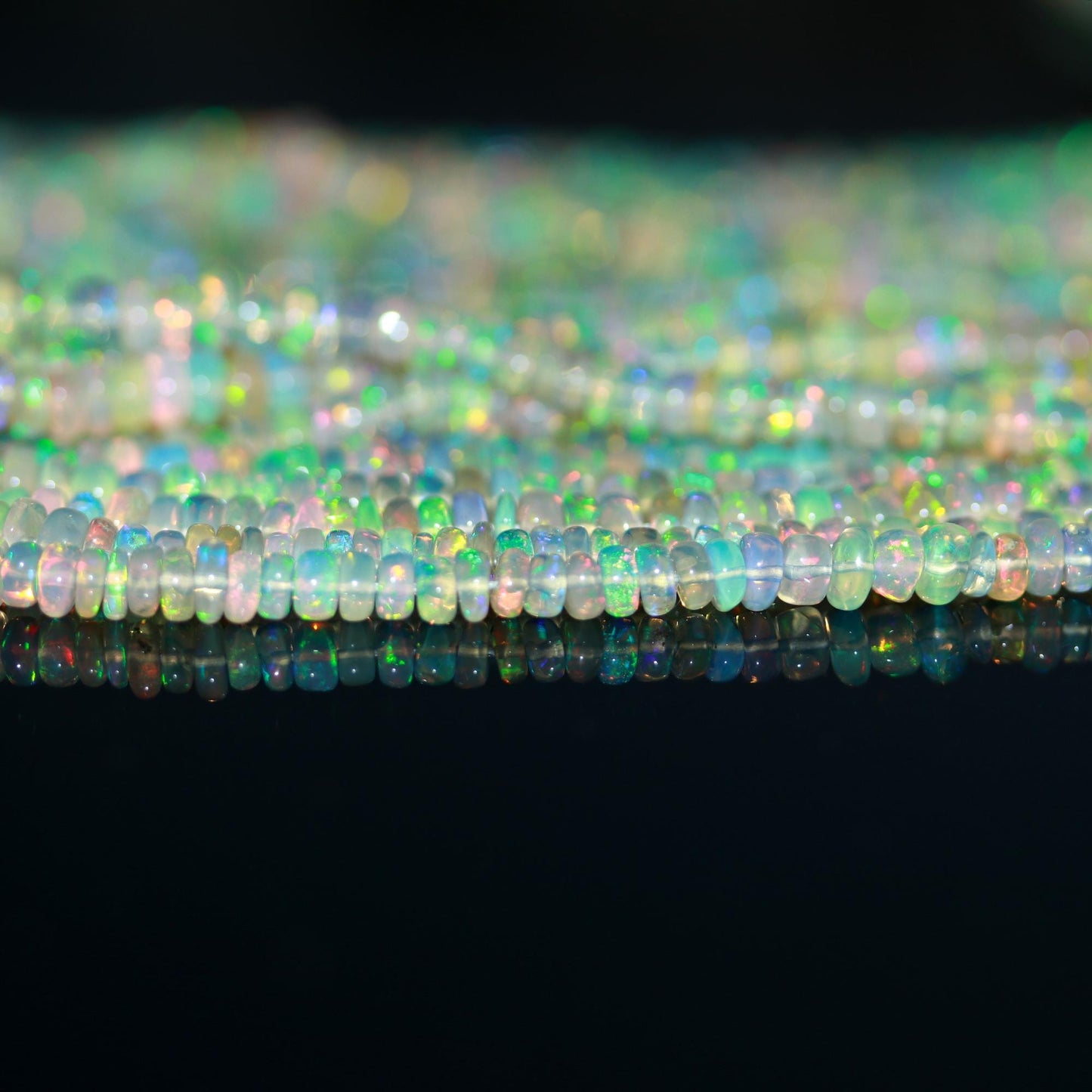 Excellent Quality Ethiopian Opal Smooth Rondelle Bead 4 MM Natural Multi Flash Ethiopian Opal Multi Fire Ethiopian Opal for Designer Jewelry