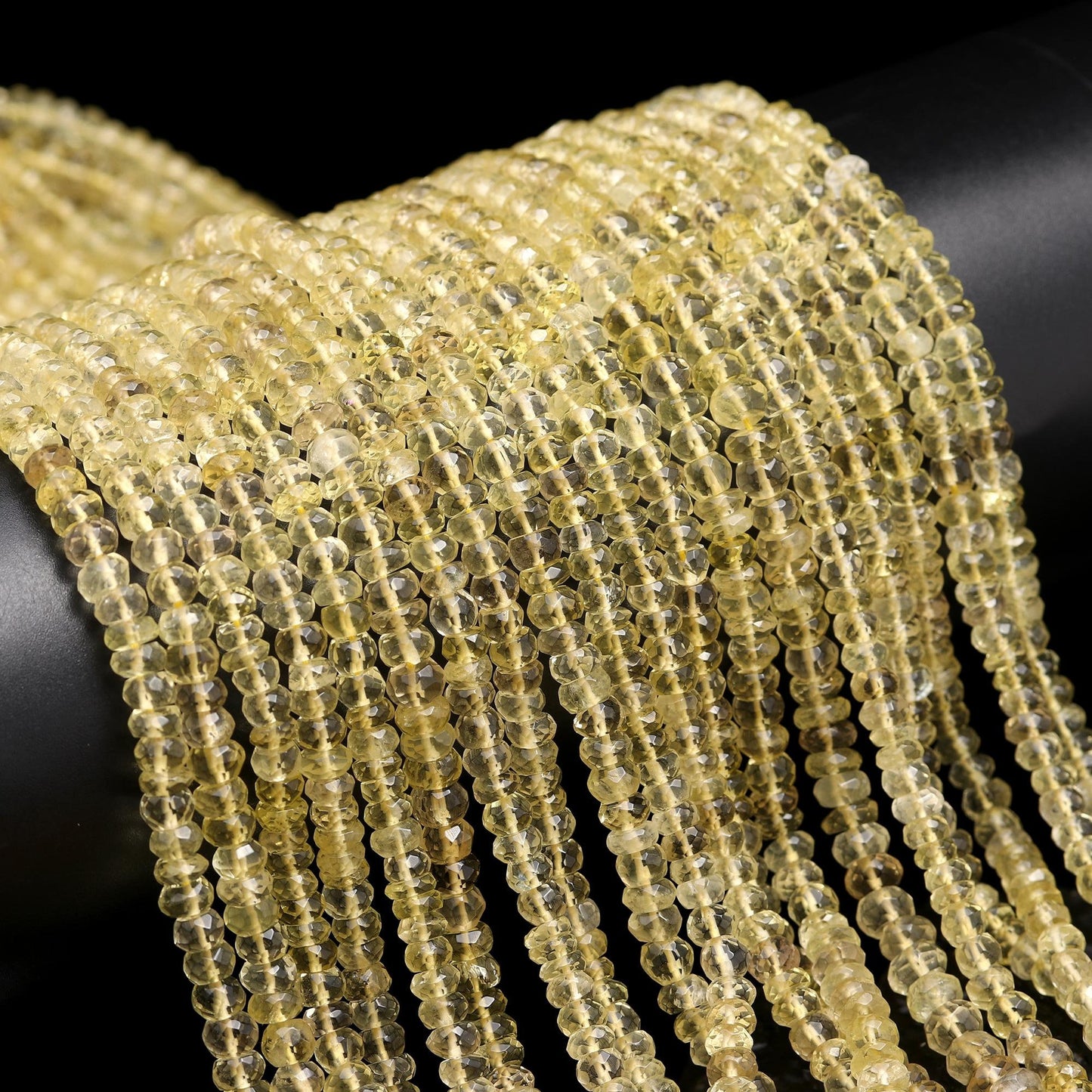 AAA Natural Lemon Quartz Faceted Rondelle Beads 4-5MM/5-6MM Lemon Quartz Rondelle Faceted Beads | 13” Yellow Gemstone Beads Rondelle