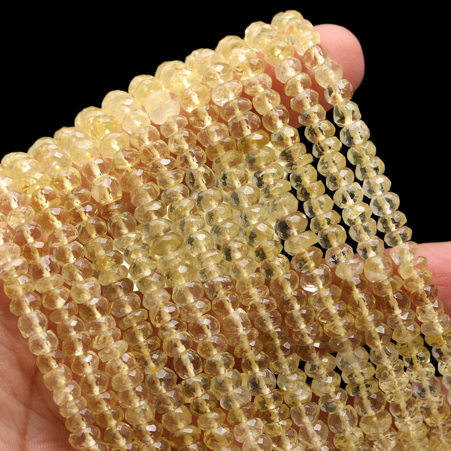 AAA Natural Lemon Quartz Faceted Rondelle Beads 4-5MM/5-6MM Lemon Quartz Rondelle Faceted Beads | 13” Yellow Gemstone Beads Rondelle