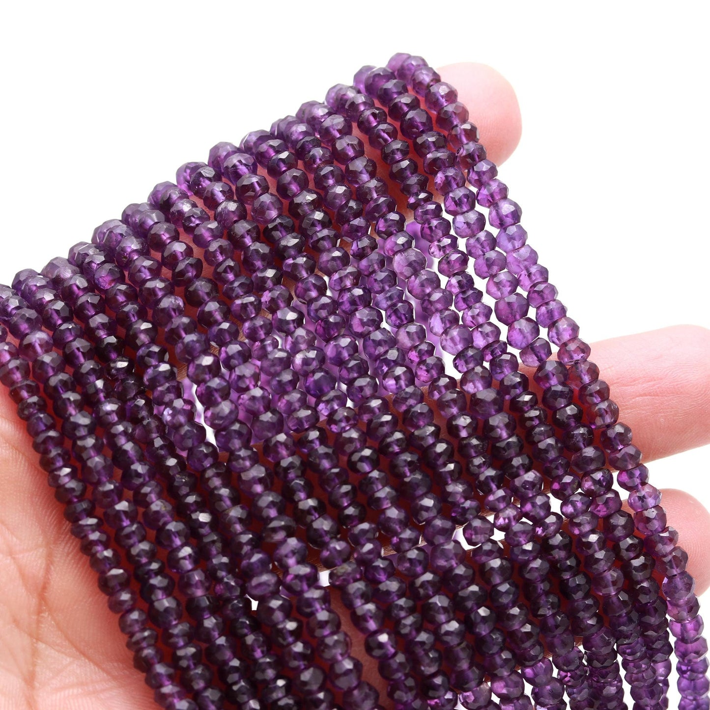 AAA Natural Amethyst Faceted Rondelle Beads 4-5MM Amethyst Gemstone Beads , 13 Inch Blue Amethyst Rondelle Beads | Blue Rondelle Beads