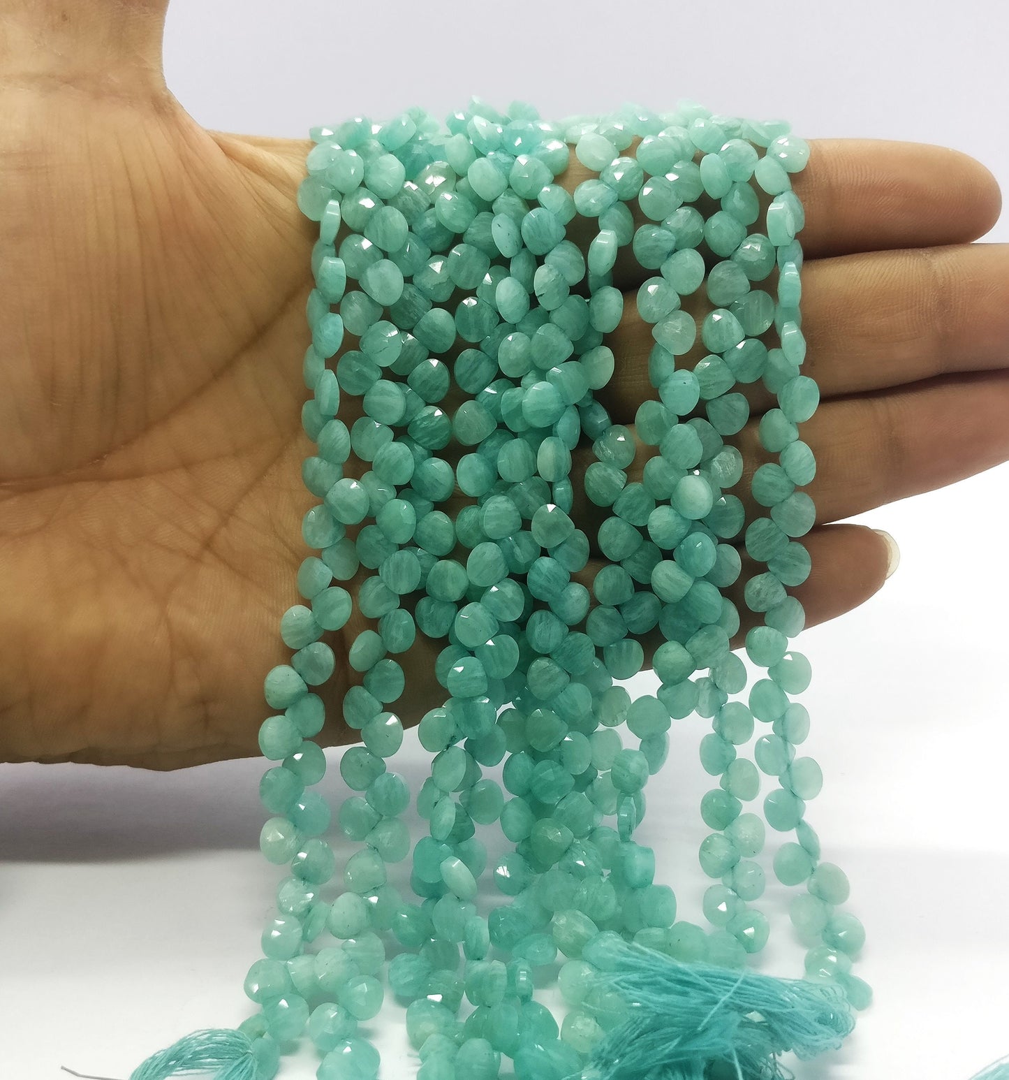 Amazonite Faceted Heart Shape Beads 6 MM Natural Amazonite Beads Faceted Amazonite Briolettes for Designer Handmade Jewelry and Craft Making