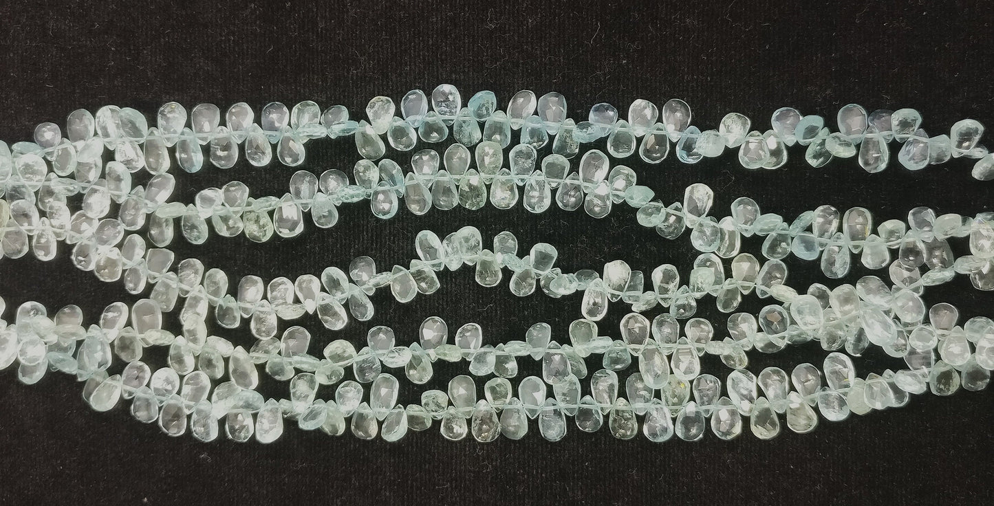 Aquamarine Faceted Pear Shape Beads Natural Aquamarine Pear Shape 5x MM Briolettes for Designer Jewelry Necklace Pendant Earrings Making