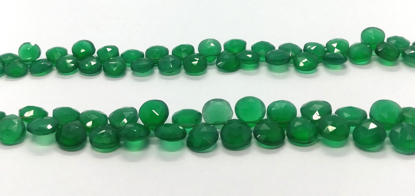 Green Onyx Faceted Heart Beads Natural Green Onyx Heart Shape 8-8.5 MM Briolettes Beads for Jewelry Necklace Pendant Earrings Making Craft