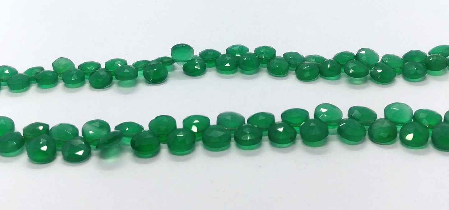 Green Onyx Faceted Heart Shape Beads Natural Green Onyx Heart 8-8.5 MM Briolettes Beads for Handmade Jewelry Designer Necklace Earrings