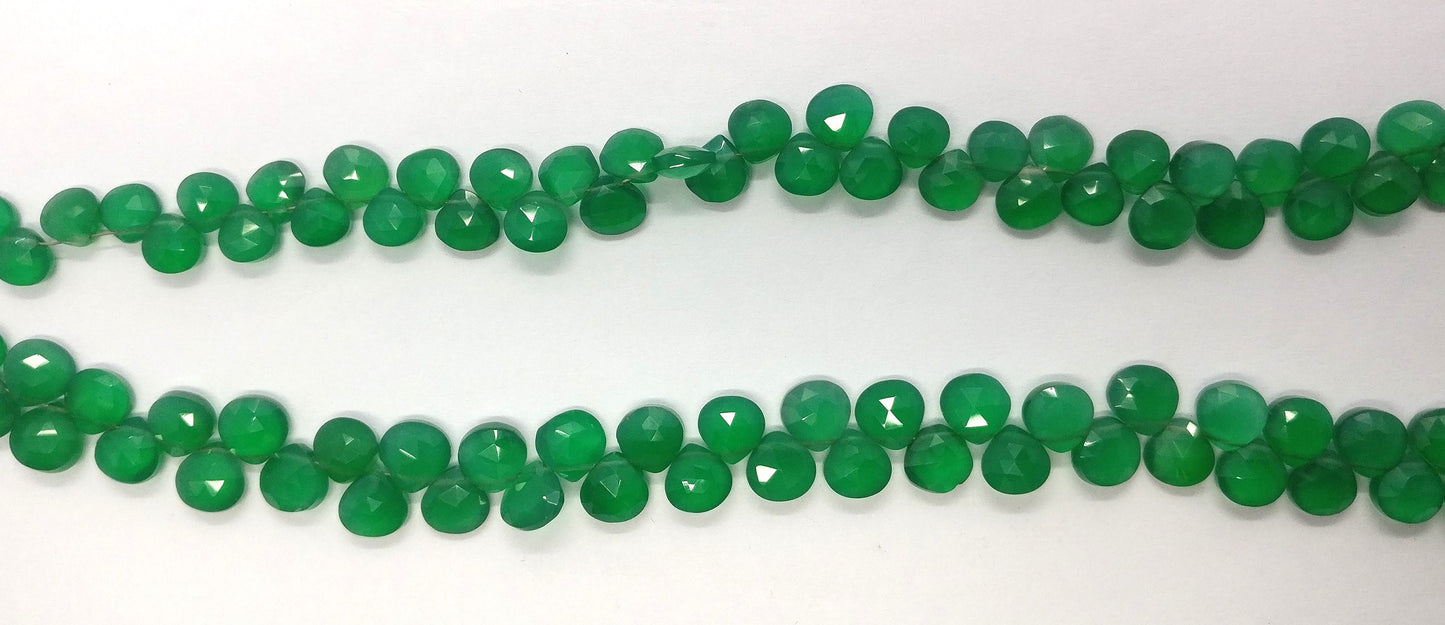 Green Onyx Faceted Heart Shape Beads Natural Green Onyx Heart 8-8.5 MM Briolettes Beads for Handmade Jewelry Designer Necklace Earrings