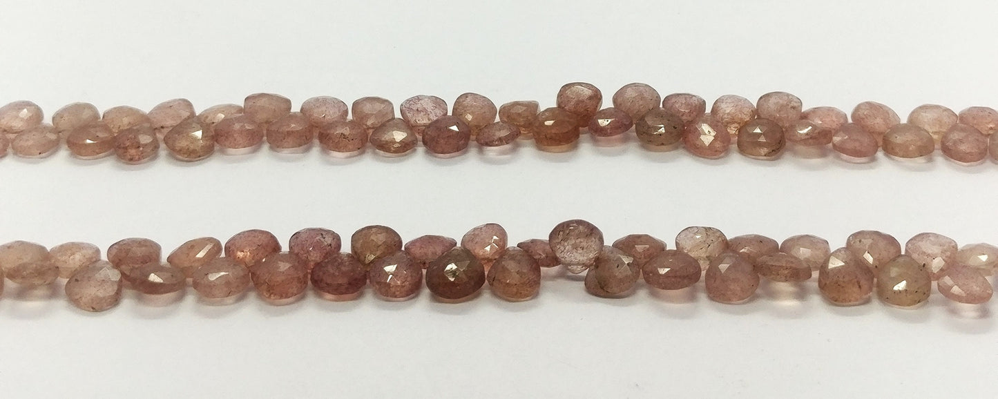 Strawberry Faceted Heart Shape Beads Pink Strawberry Heart Shape 6-7 MM Briolettes for Designer Handmade Jewelry Necklace Earrings Making