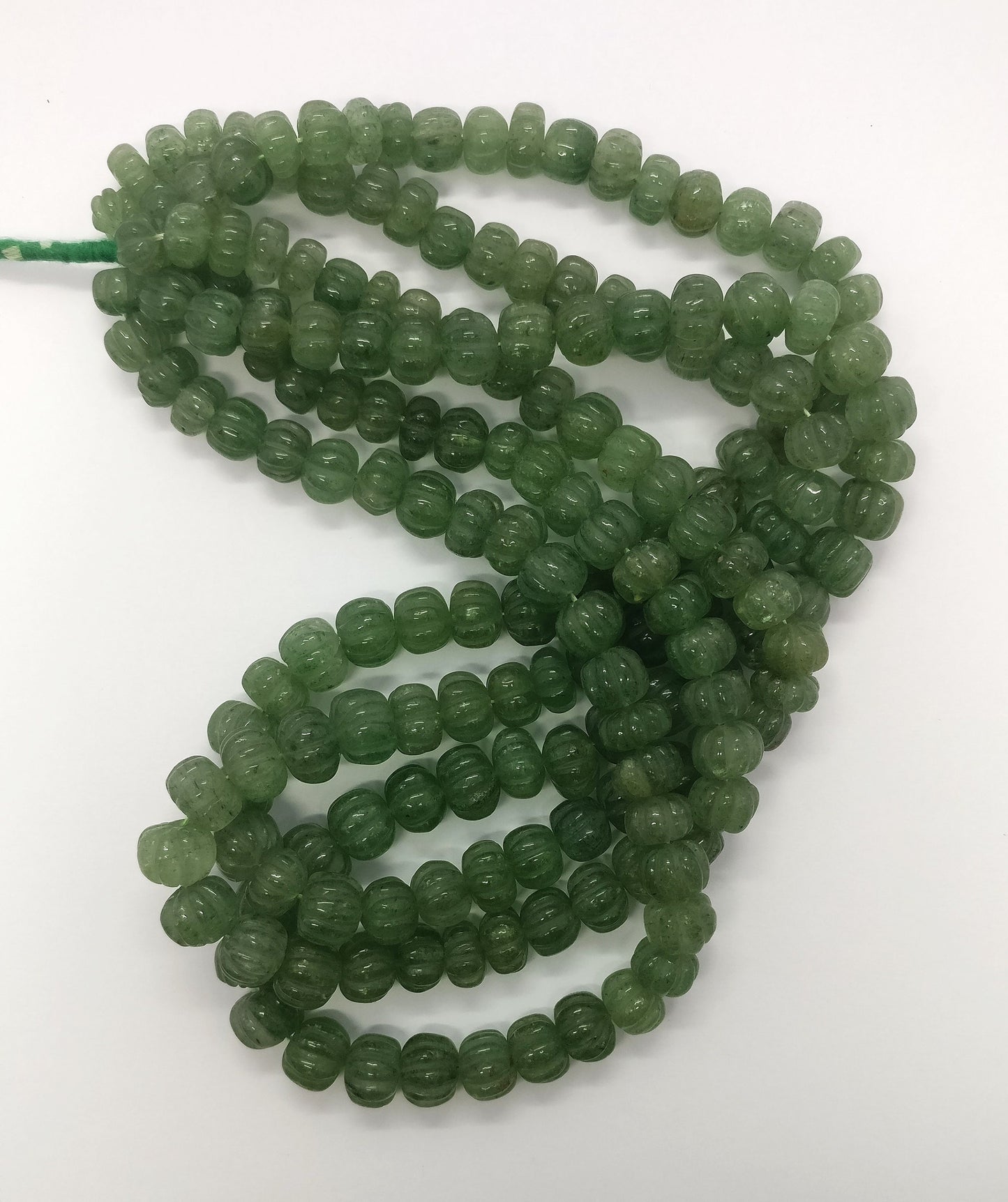 Strawberry Pumpkin Carved Beads Natural Green Strawberry Watermelon Hand Curved 9-11 MM Rondelle Beads for Handmade Designer Jewelry Making