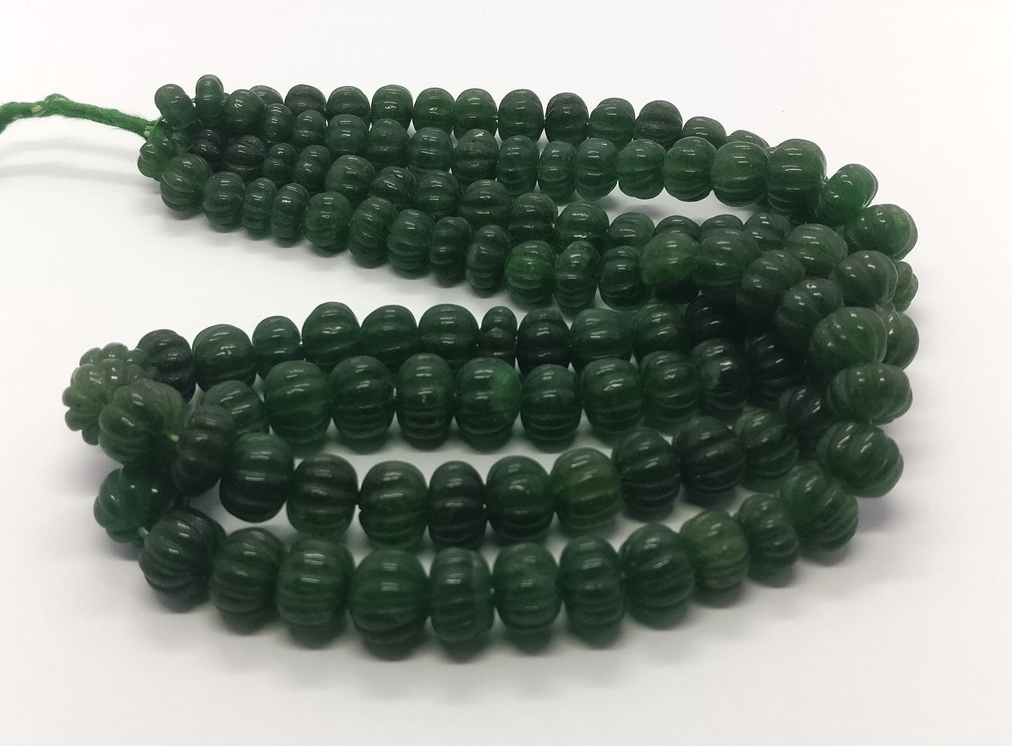 Green Strawberry Pumpkin Carved Beads Natural Deep Green Strawberry Watermelon Curved 9-12 MM Rondelle Beads for Handmade Designer Jewelry