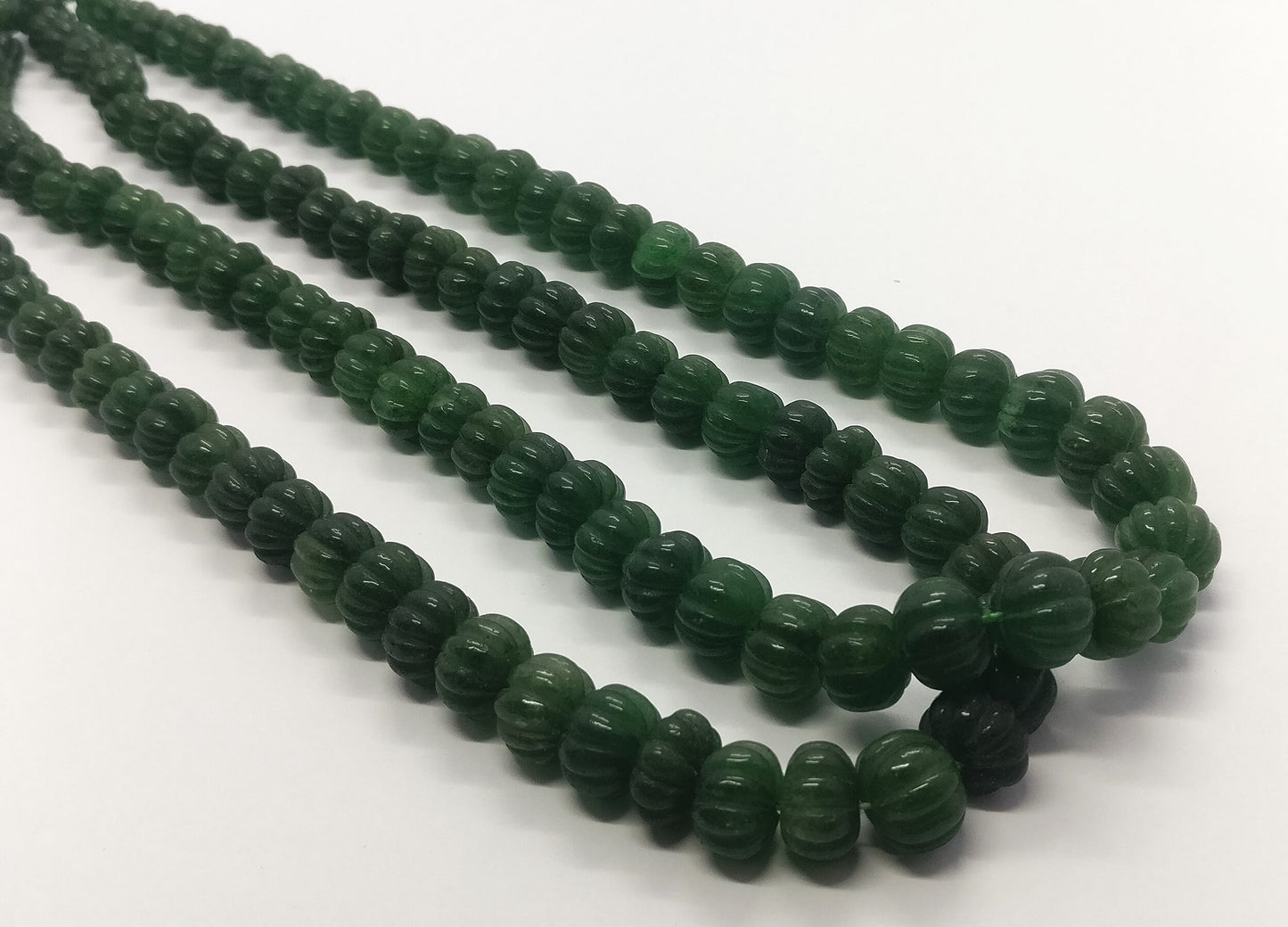 Green Strawberry Pumpkin Carved Beads Natural Deep Green Strawberry Watermelon Curved 9-12 MM Rondelle Beads for Handmade Designer Jewelry