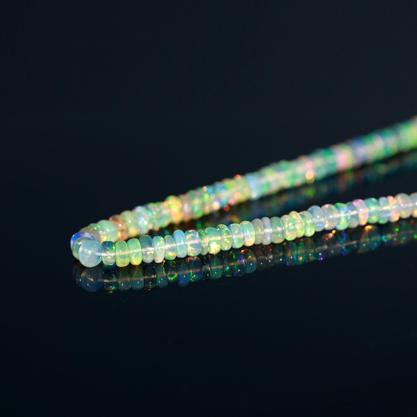 Excellent Quality Ethiopian Opal Smooth Rondelle Bead 4 MM Natural Multi Flash Ethiopian Opal Multi Fire Ethiopian Opal for Designer Jewelry