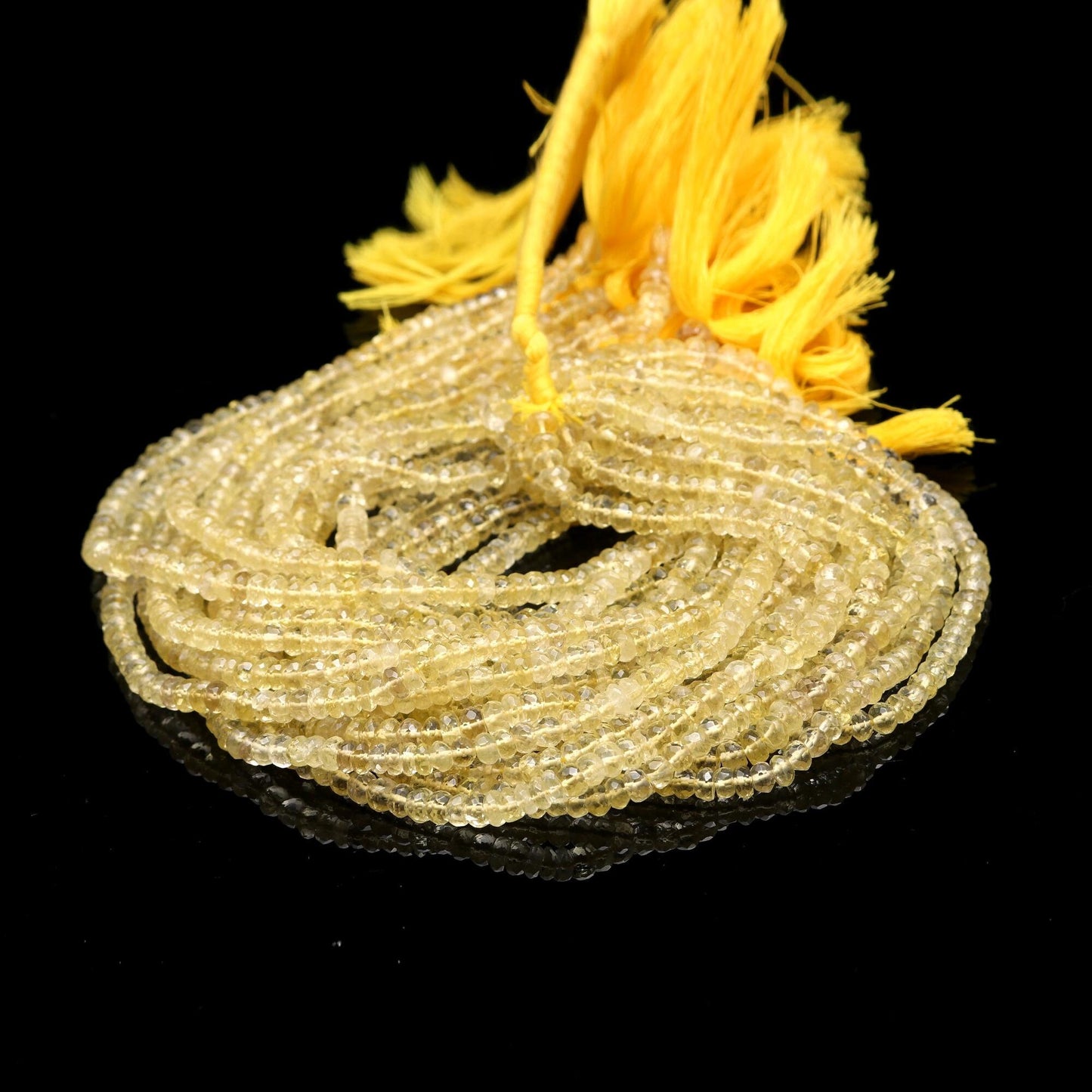 AAA Natural Lemon Quartz Faceted Rondelle Beads 4-5MM/5-6MM Lemon Quartz Rondelle Faceted Beads | 13” Yellow Gemstone Beads Rondelle