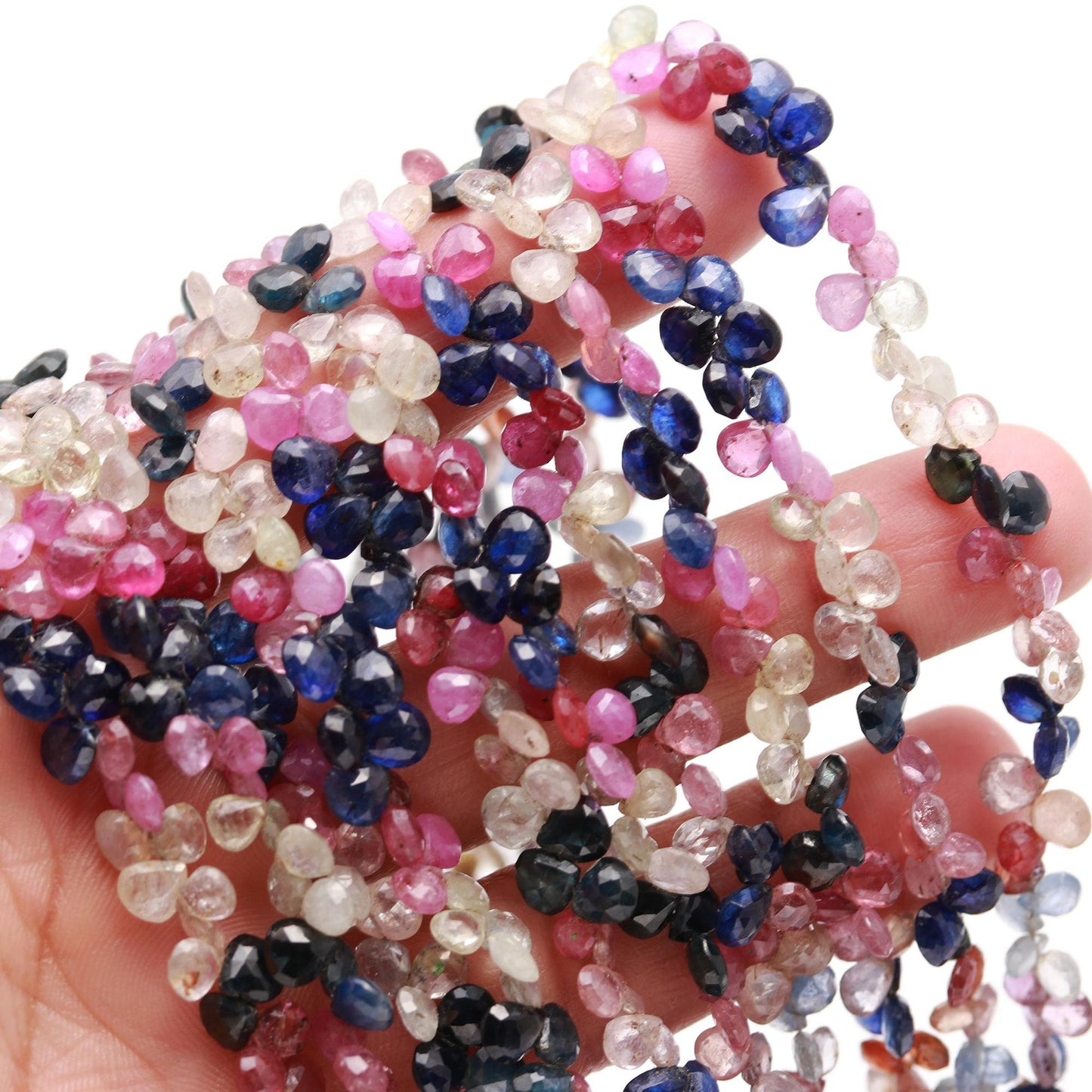 AAA Natural Multi Sapphire Faceted Heart Beads 4-5 MM Natural Multi Sapphire Beads Precious Beads for Designer Jewelry Necklace Making Craft